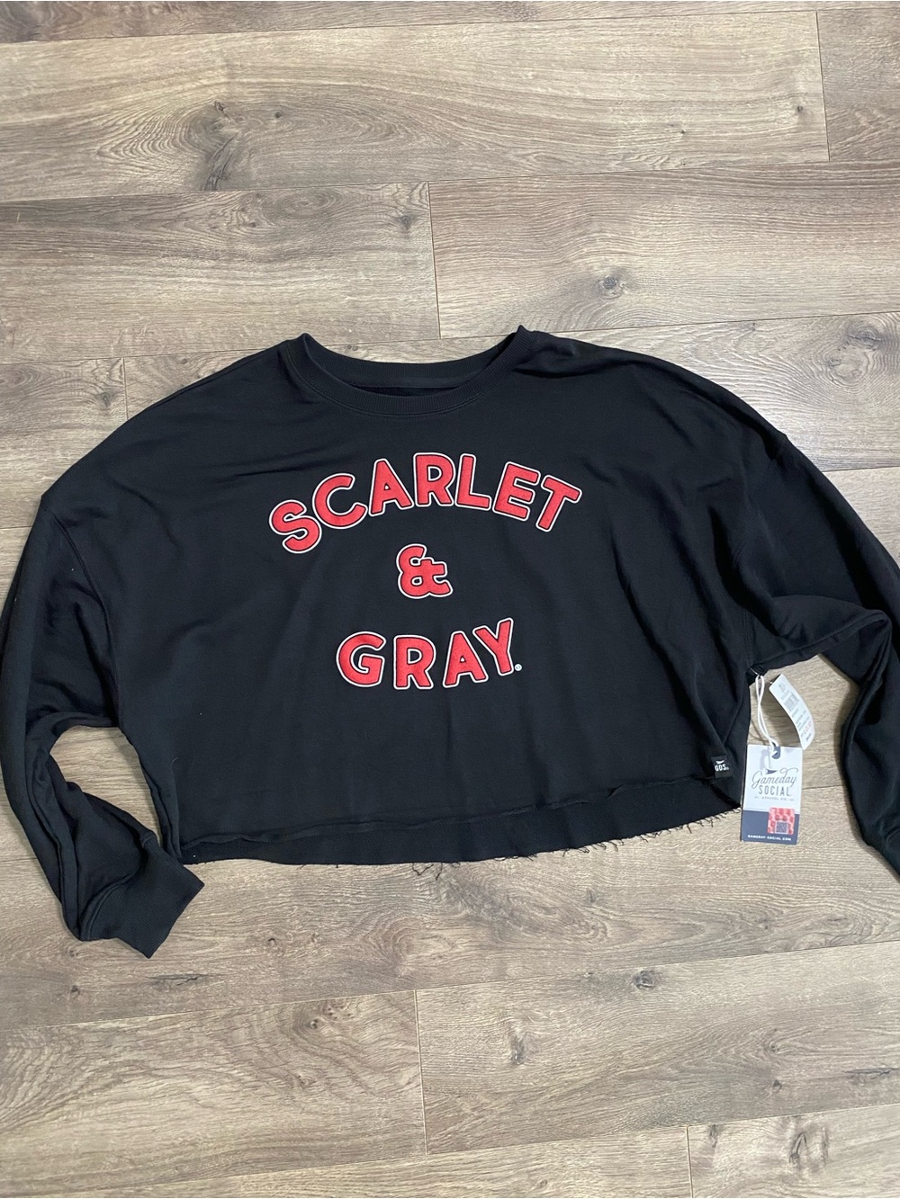 OSU Scarlet and Gray Black Cropped Sweatshirt -